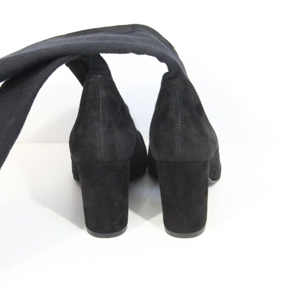 Stuart Weitzman Knee High Boots sz 7 Women Black Suede Heel Pull on Livia - Picture 14 of 16